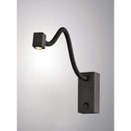 M6049 Boavista Switched Wall Lamp / Reader 1L 3W LED Square Head Spot Round Base Matt Black