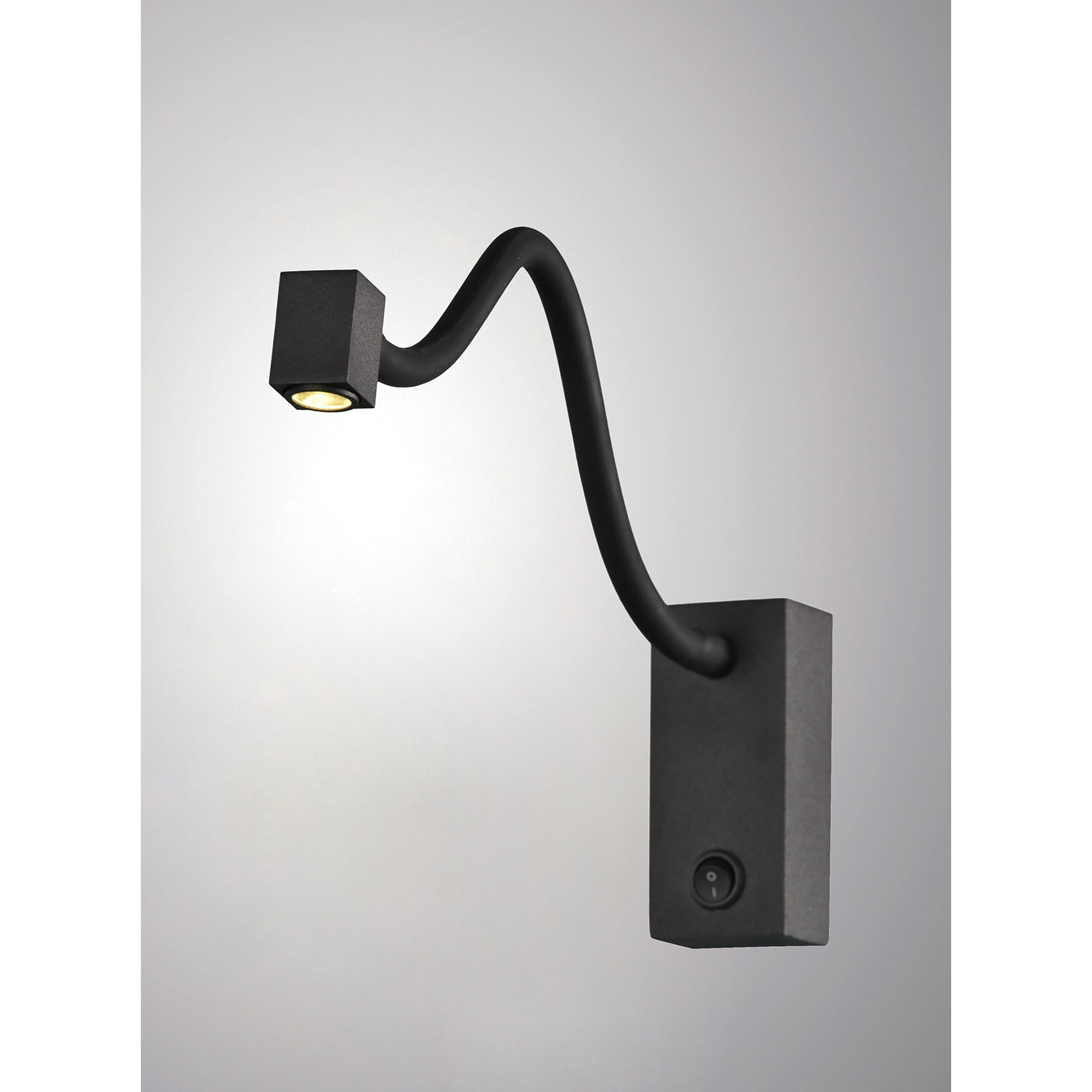 M6049 Boavista Switched Wall Lamp / Reader 1L 3W LED Square Head Spot Round Base Matt Black