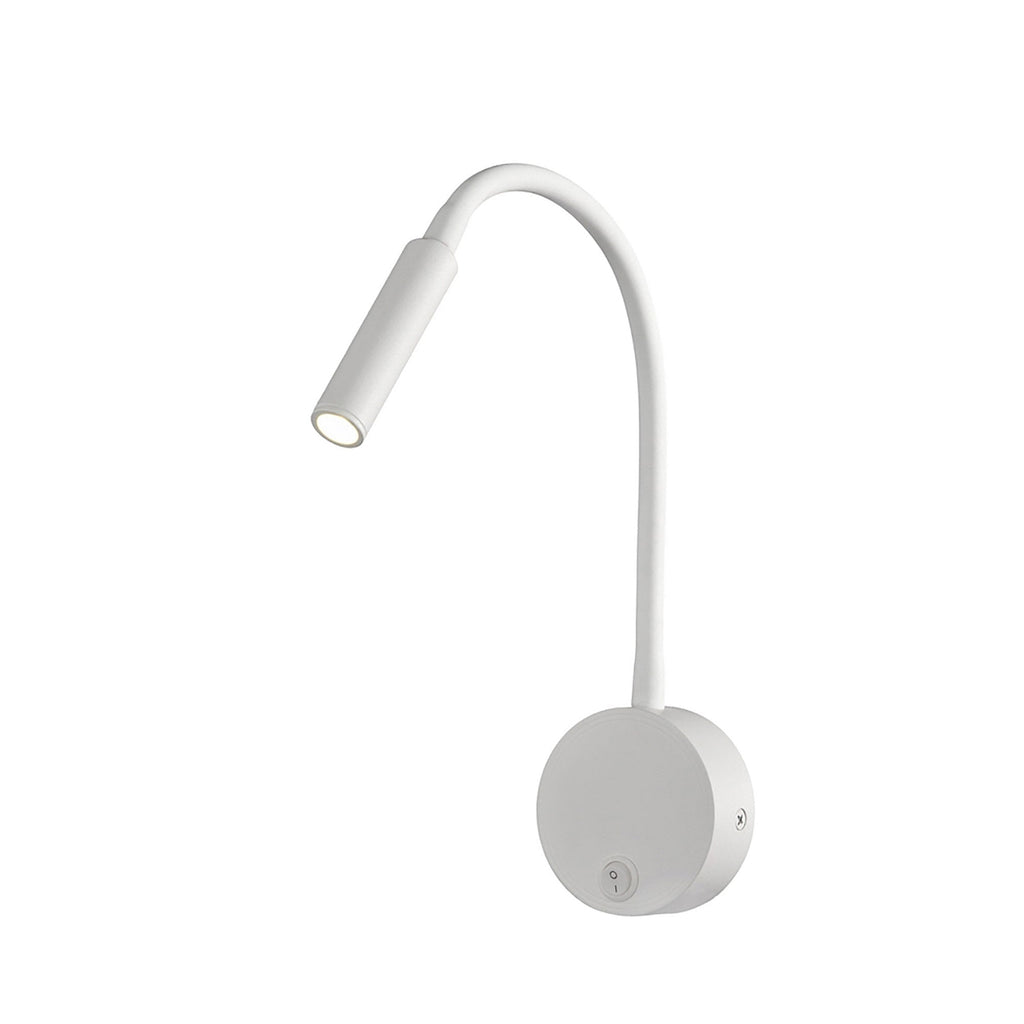 M6046 Boavista Switched Wall Lamp / Reader 1L 3W LED Round Head Spot Round Base Matt White