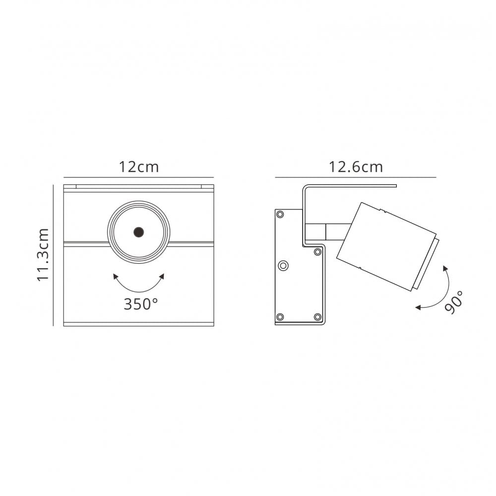 M5718 Bocaray Surface Mounted Spot / Wall Light 1 x 7W LED Matt White / Black