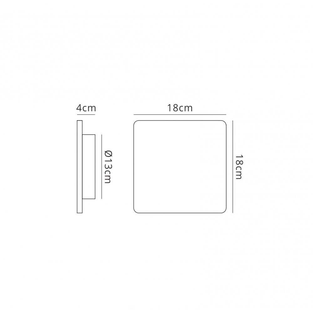 MC0114 Bora Bora Wall Light 18cm Square 12W LED Silver Paint