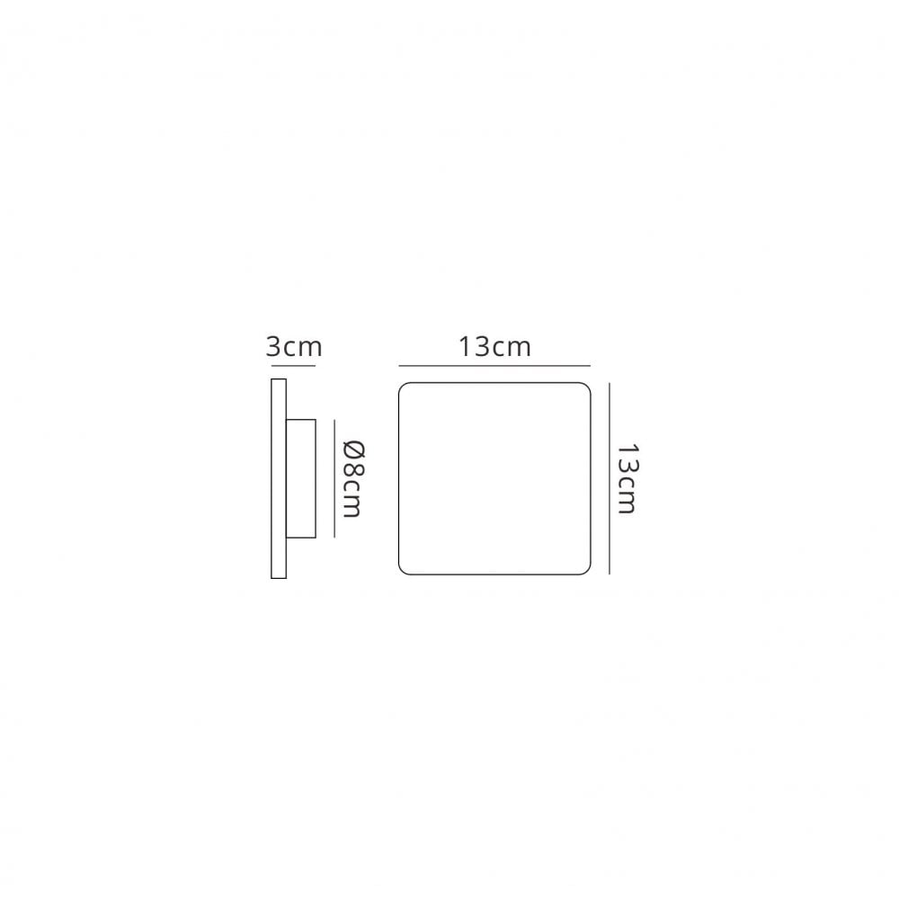 MC0113 Bora Bora Wall Light 13cm Square 6W LED Silver Paint