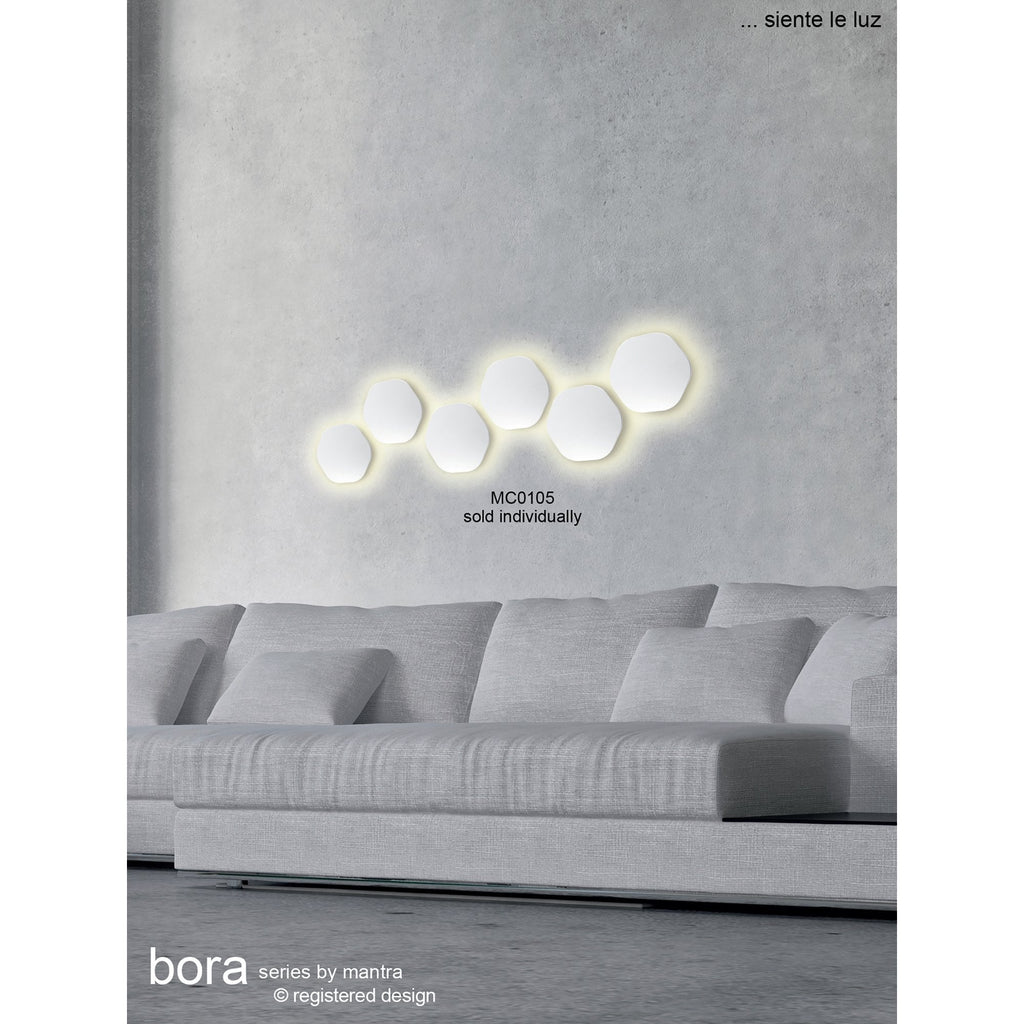 MC0101 Bora Bora Wall Light 13.5cm Round 6W LED Matt White (S)