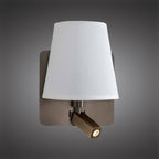 M5230 Bahia Wall Lamp Large Back Plate 1 Light E27 + Reading Light 3W LED White Shade Bronze
