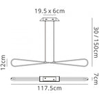 M5870 Bucle Linear Pendant 42W LED SIlver Polished Chrome Frosted Acrylic