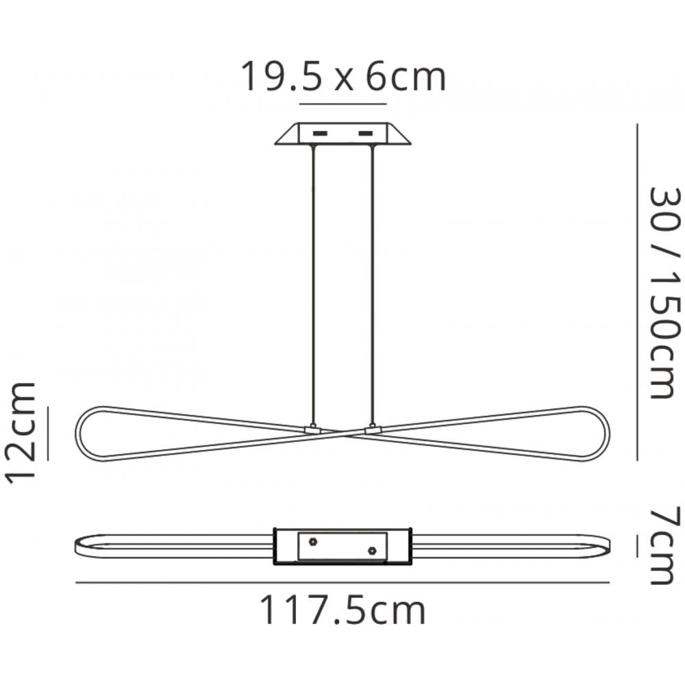 Bucle Linear Pendant 42W LED SIlver Polished Chrome Frosted Acrylic