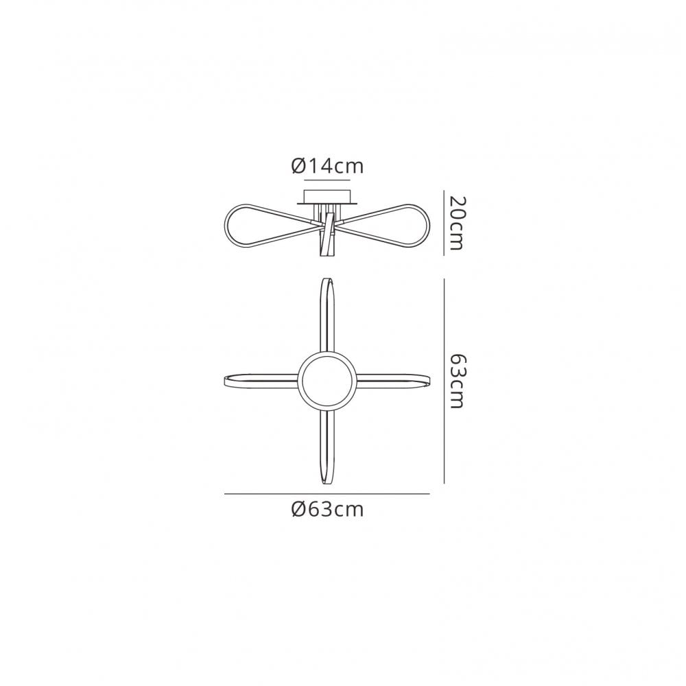 M5982 Bucle Square Ceiling 40W LED Silver / Polished Chrome / Frosted Acrylic