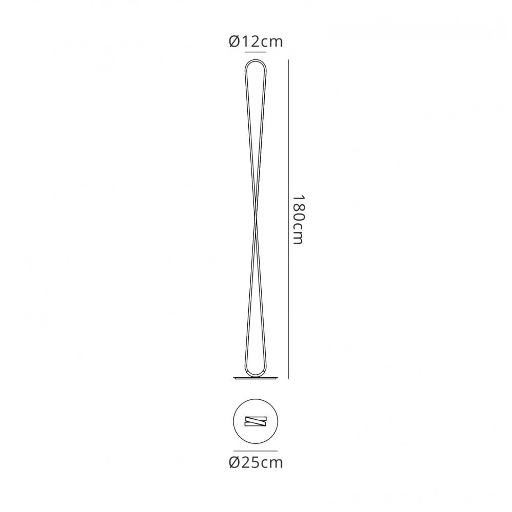 M5987 Bucle Floor Lamp 50W LED Dimmable Silver / Polished Chrome / / Frosted Acrylic