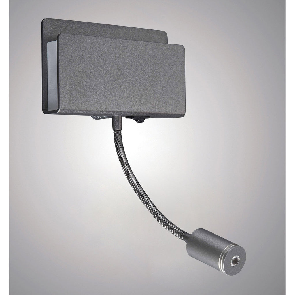 M5714 Cabarete Wall Light Rectangular 2 x 3W LED Switched Matte Black