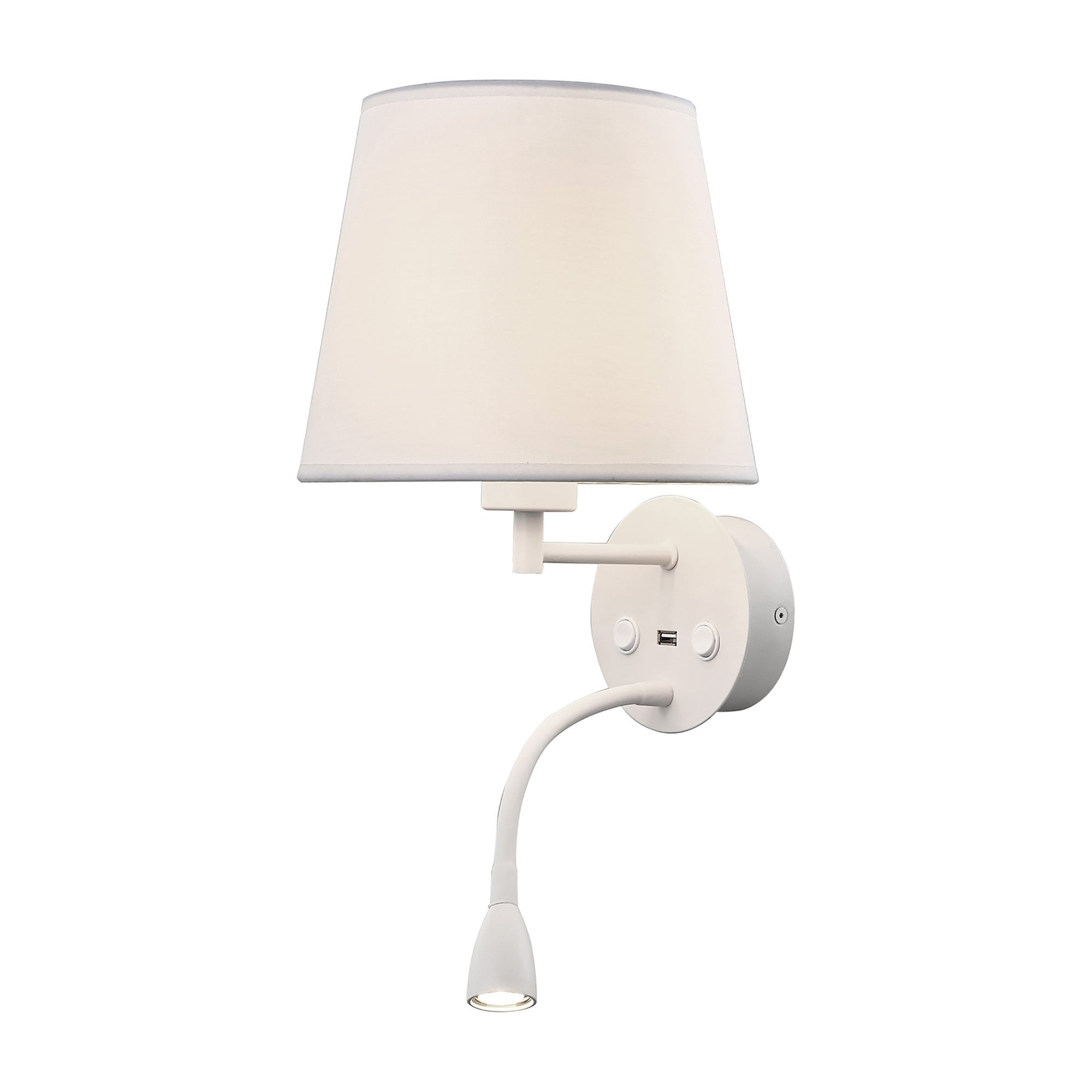 M6091 Caicos Wall + LED Reading Light USB Charger White