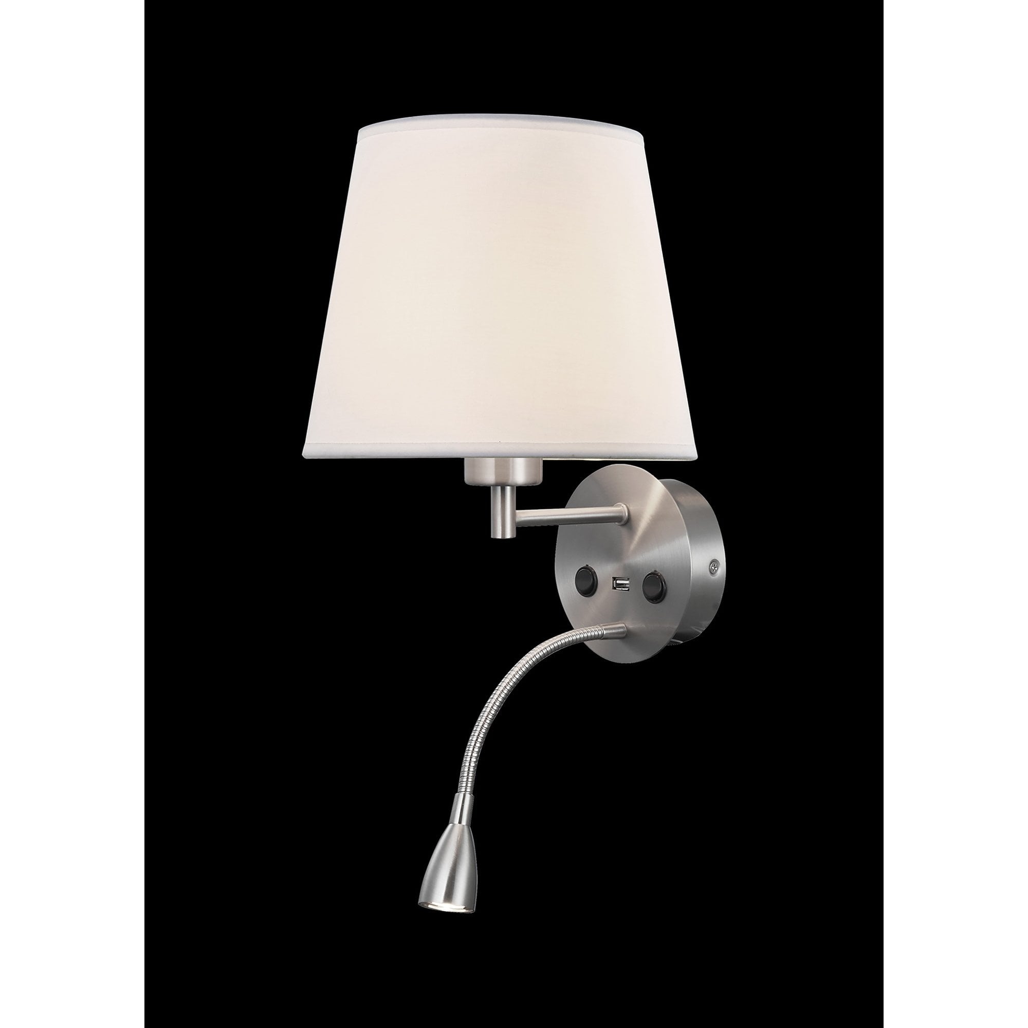 M6092 Caicos Wall + LED Reading Light USB Charger Satin Nickel