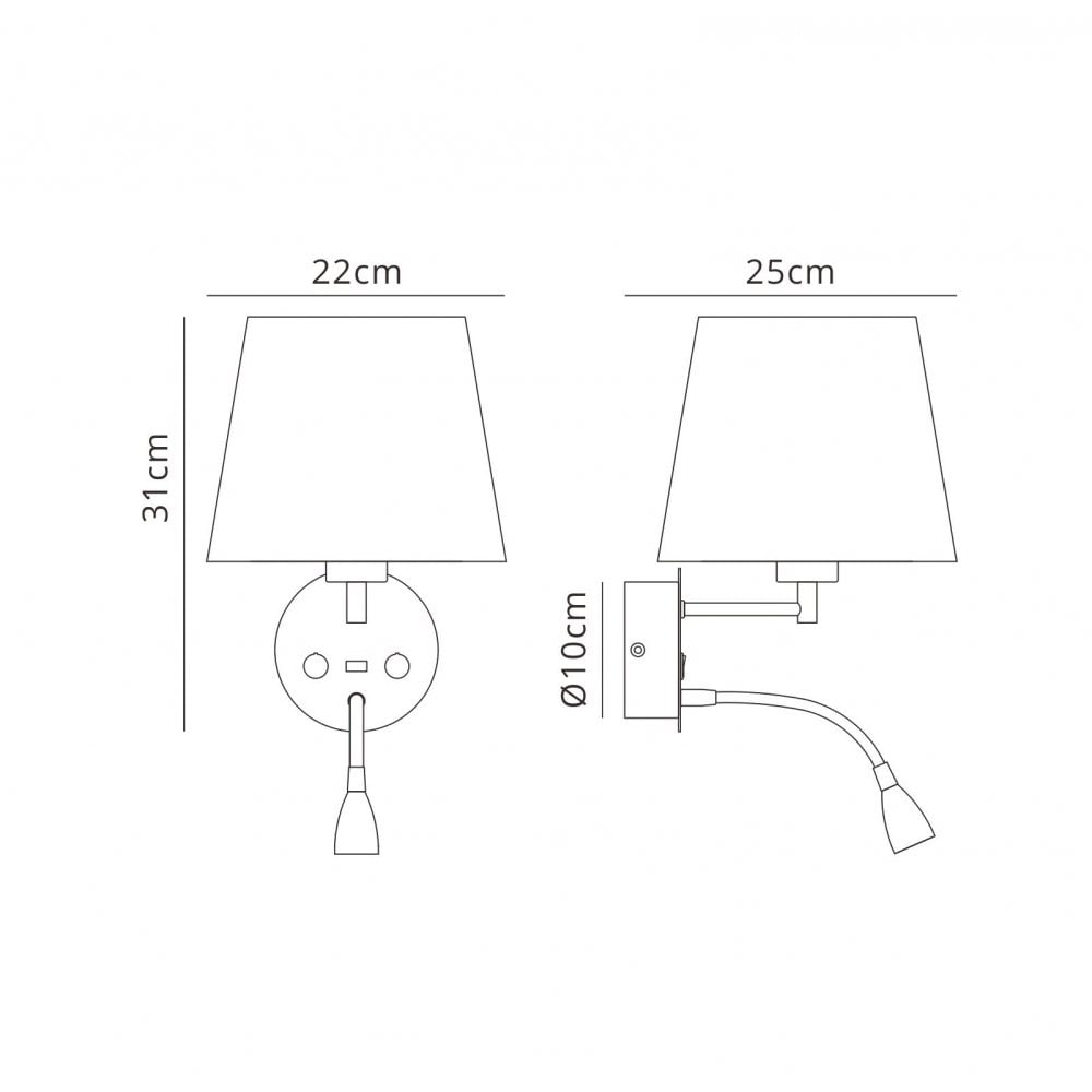 M6093 Caicos Wall + LED Reading Light USB Charger Antique Brass