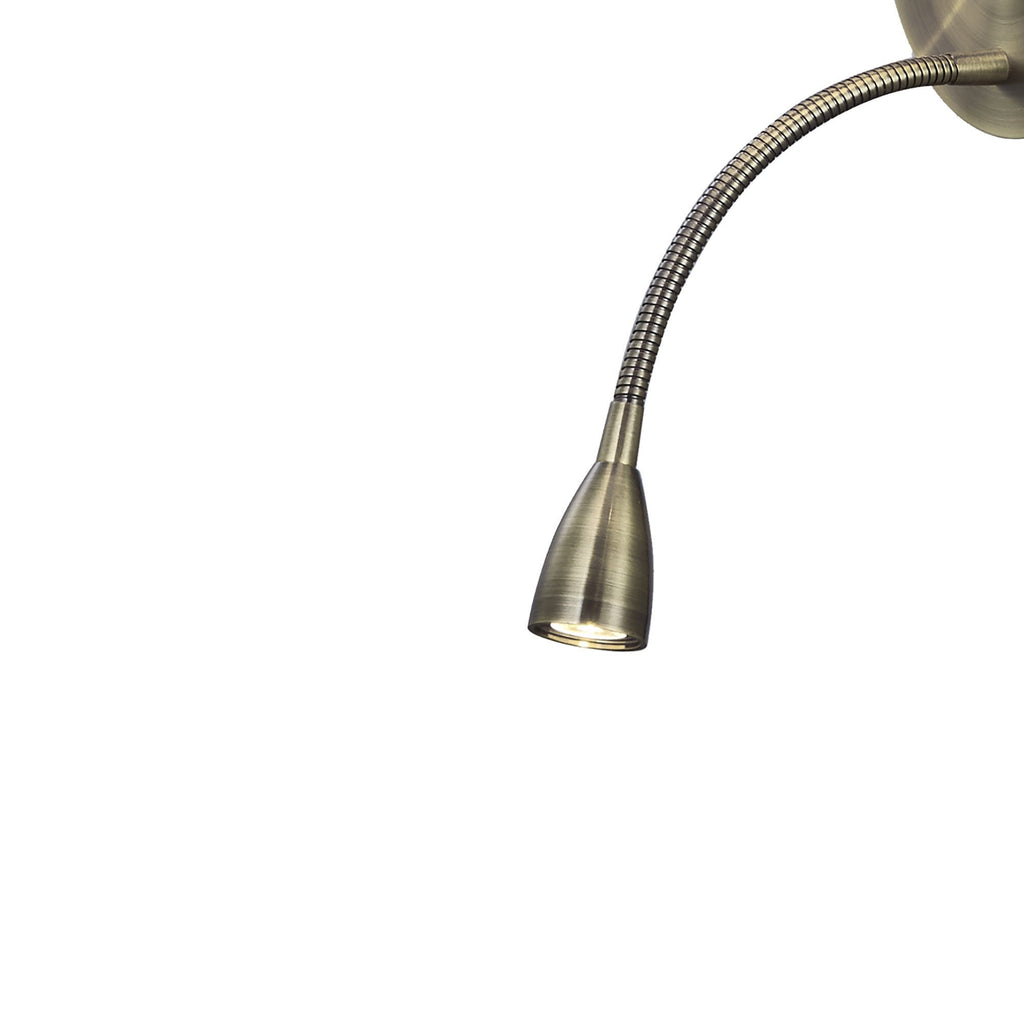 M6093 Caicos Wall + LED Reading Light USB Charger Antique Brass (S)