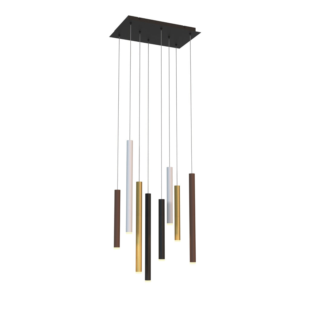 M8083 Cala Rectangle 8 Light Pendant 48W LED Sand White/Sand Black/Gold/Rust Brown