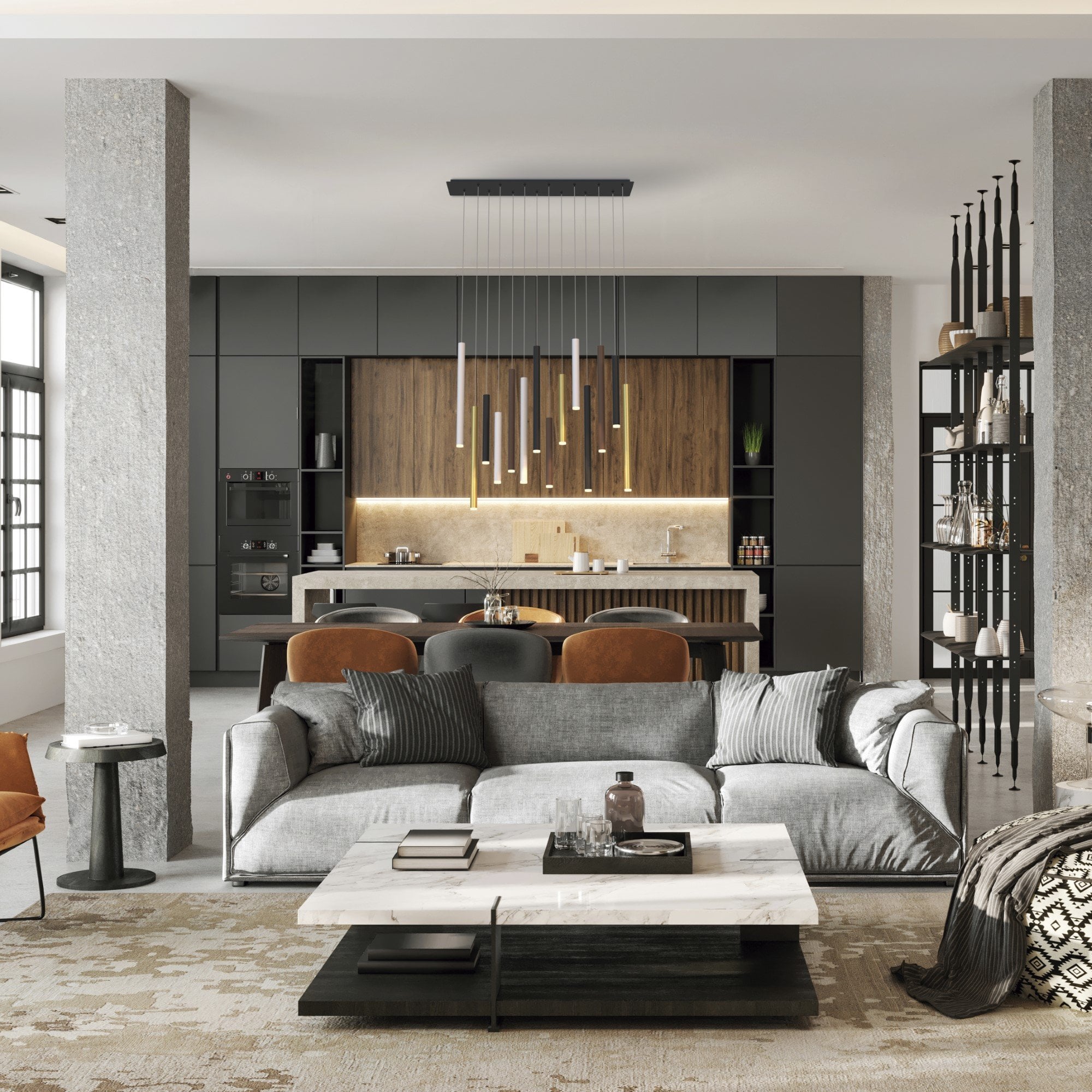 M8081 Cala 1 Light Pendant 6W LED Rust Brown