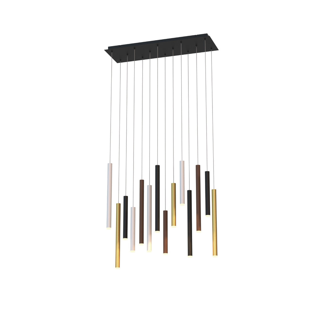 M8085 Cala Rectangle 14 Light Pendant 84W LED Sand White/Sand Black/Gold/Rust Brown