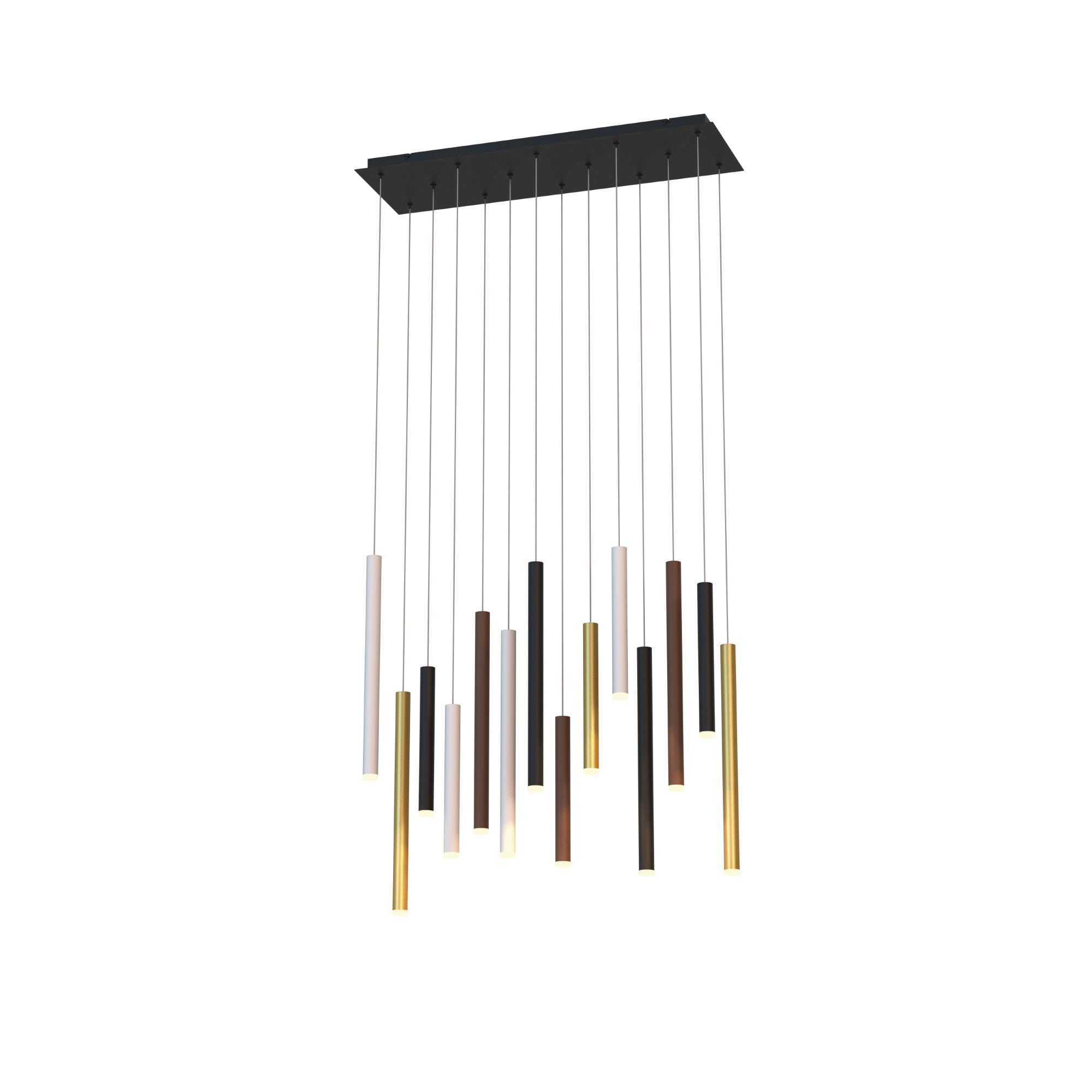 M8085 Cala Rectangle 14 Light Pendant 84W LED Sand White/Sand Black/Gold/Rust Brown