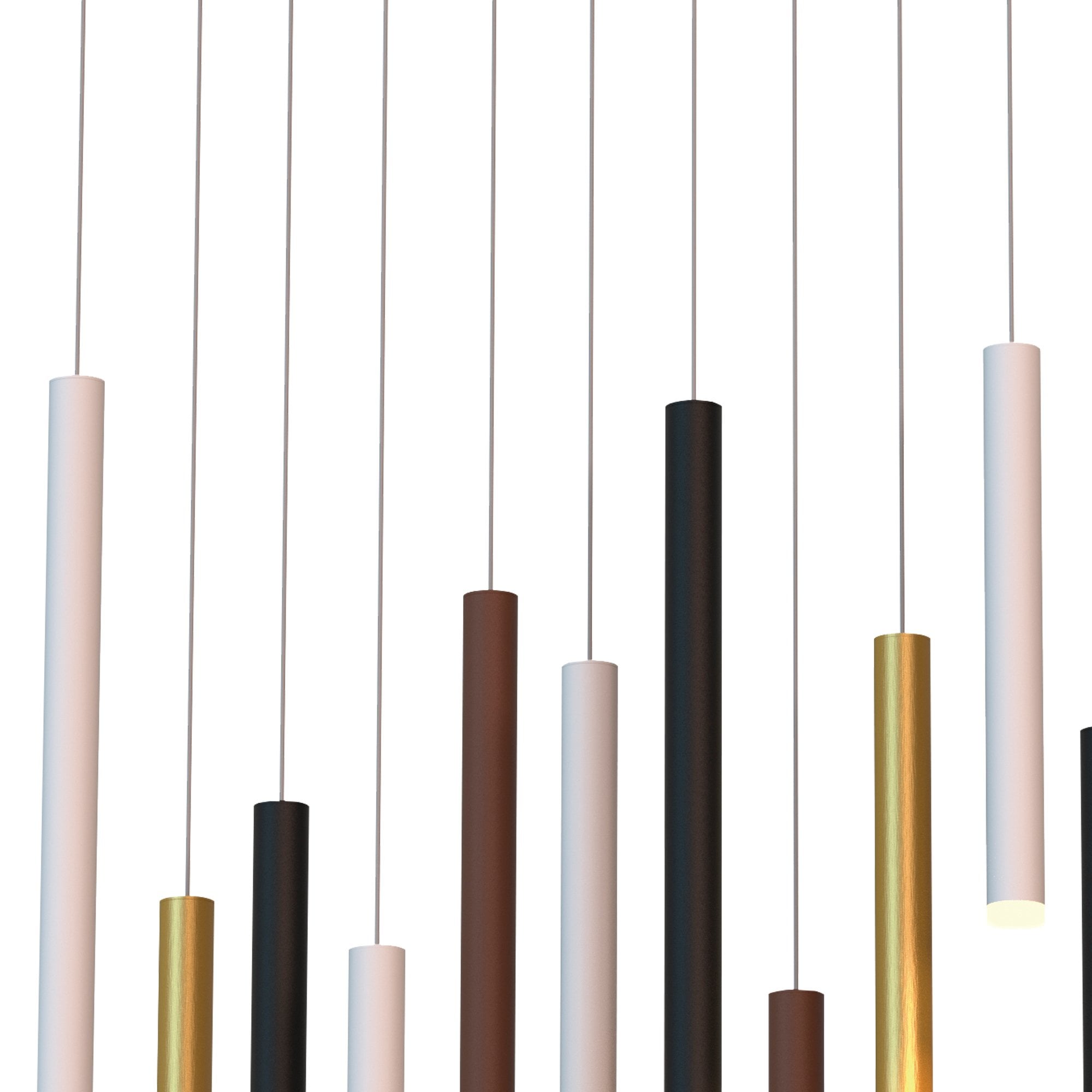 M8085 Cala Rectangle 14 Light Pendant 84W LED Sand White/Sand Black/Gold/Rust Brown