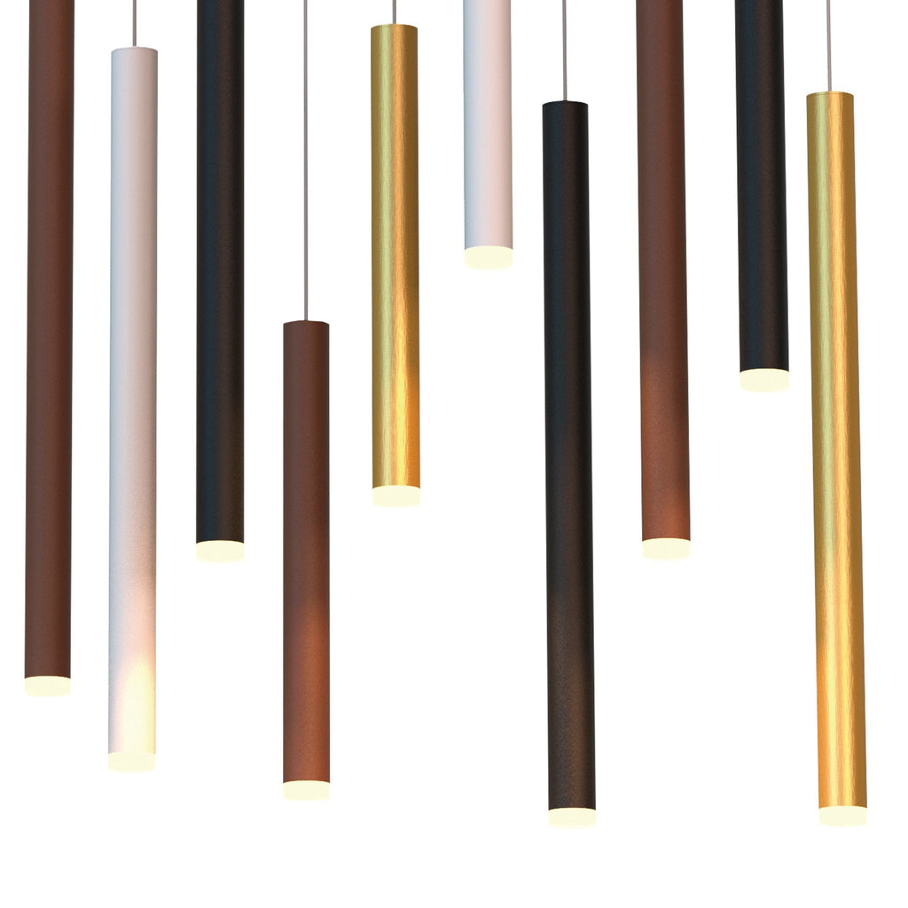 M8085 Cala Rectangle 14 Light Pendant 84W LED Sand White/Sand Black/Gold/Rust Brown