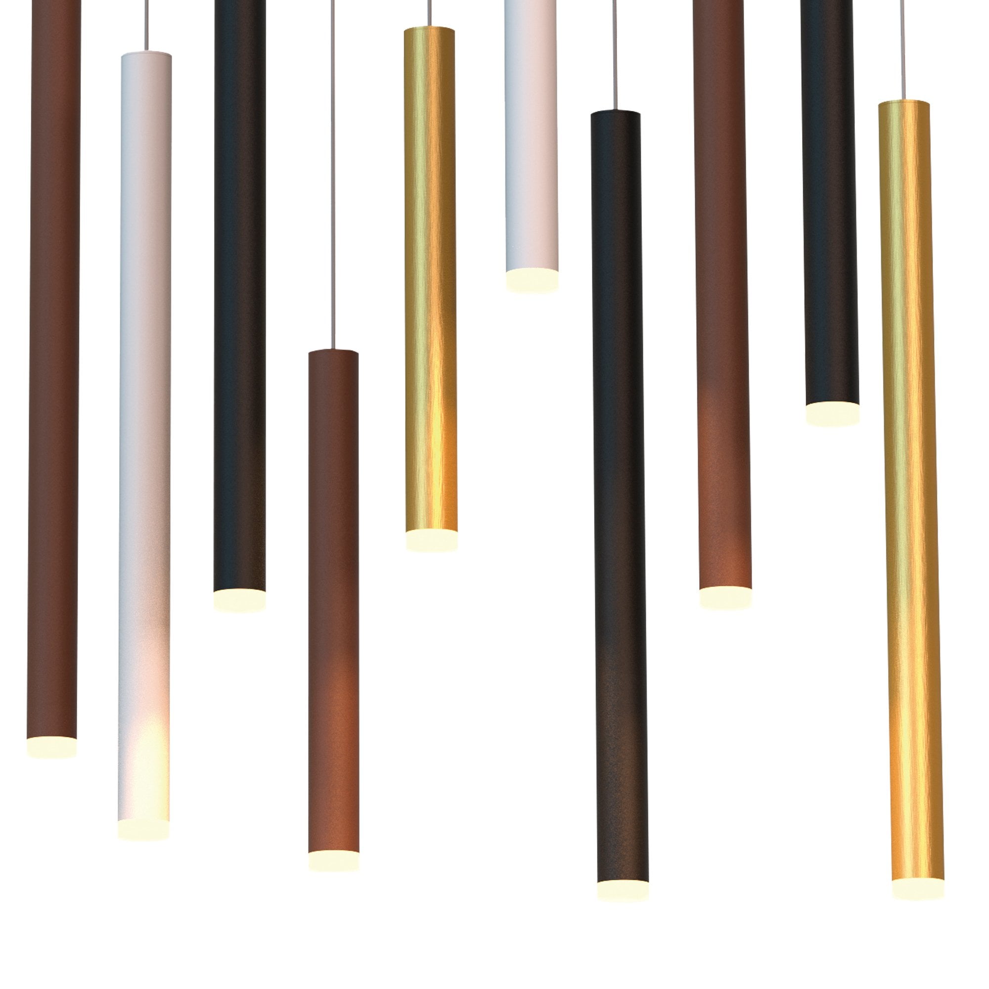 M8085 Cala Rectangle 14 Light Pendant 84W LED Sand White/Sand Black/Gold/Rust Brown