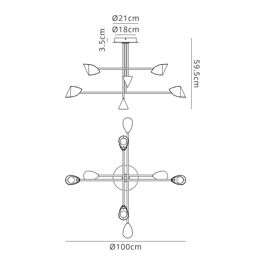 M7578 Capuccina 8 Light Fixed Pendant 61.5W LED Black