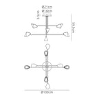 M7578 Capuccina 8 Light Fixed Pendant 61.5W LED Black