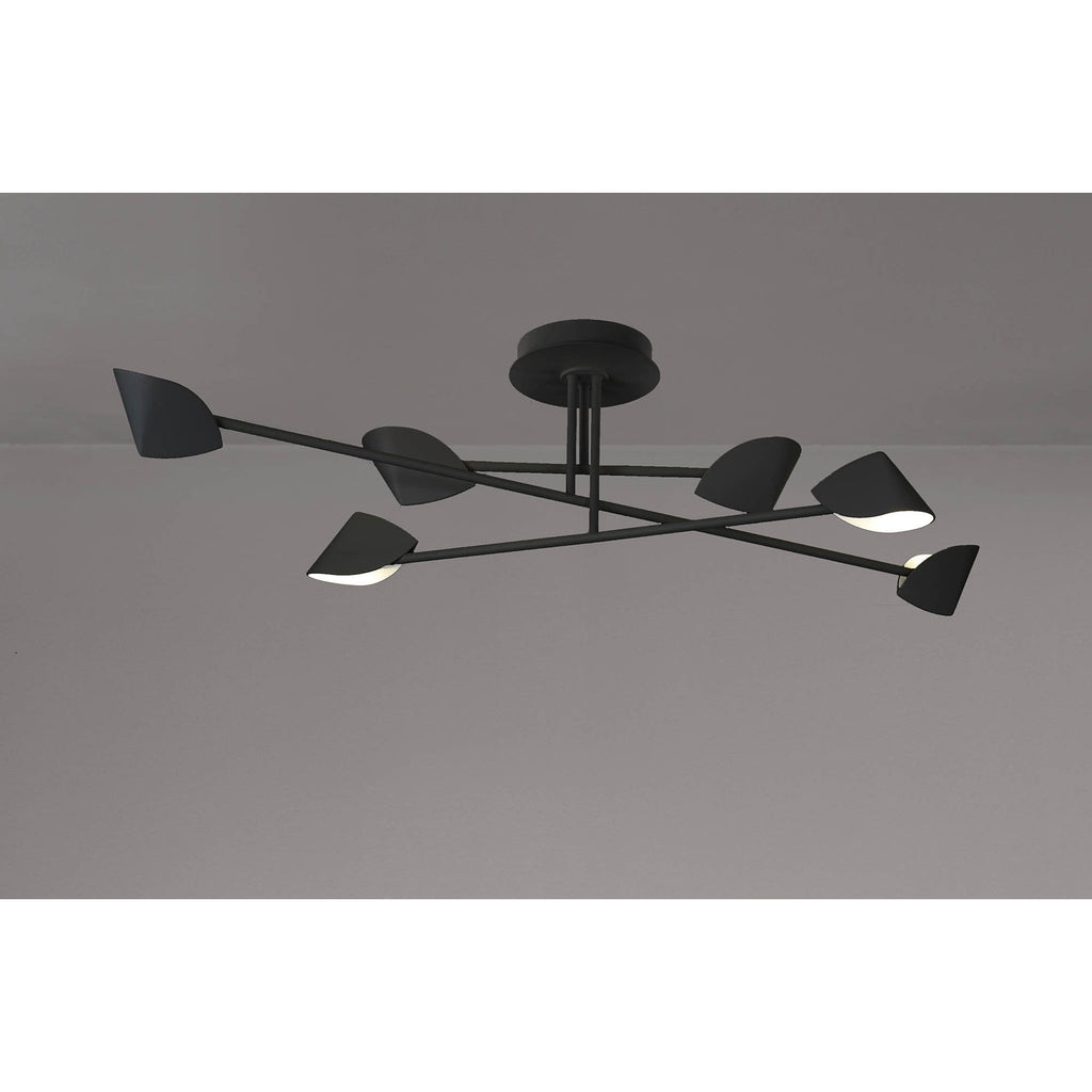 M7580 Capuccina Large 6 Light Semi Flush 45W LED Black