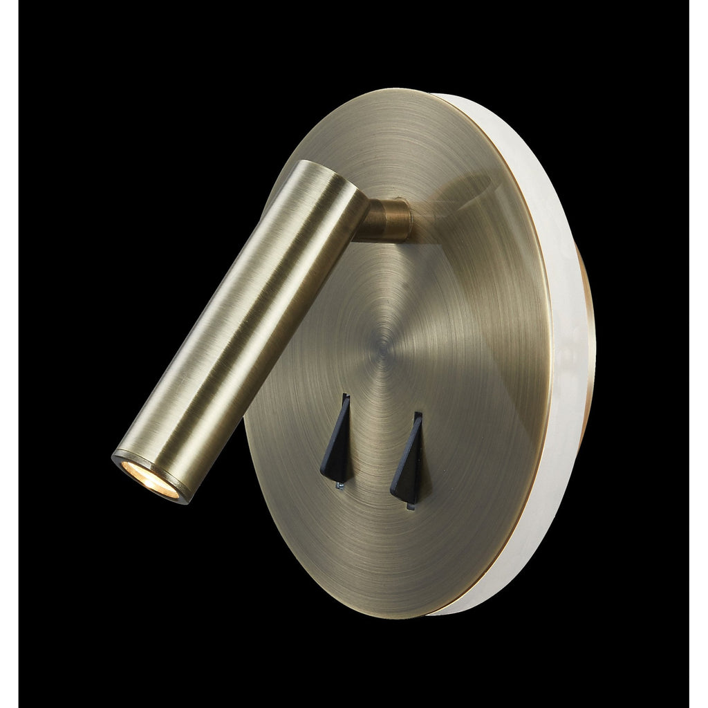 M6082 Cayman Round Wall + Reading Light 6W + 3W LED Antique Brass
