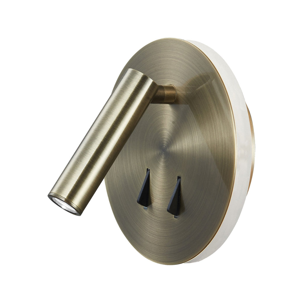 M6082 Cayman Round Wall + Reading Light 6W + 3W LED Antique Brass