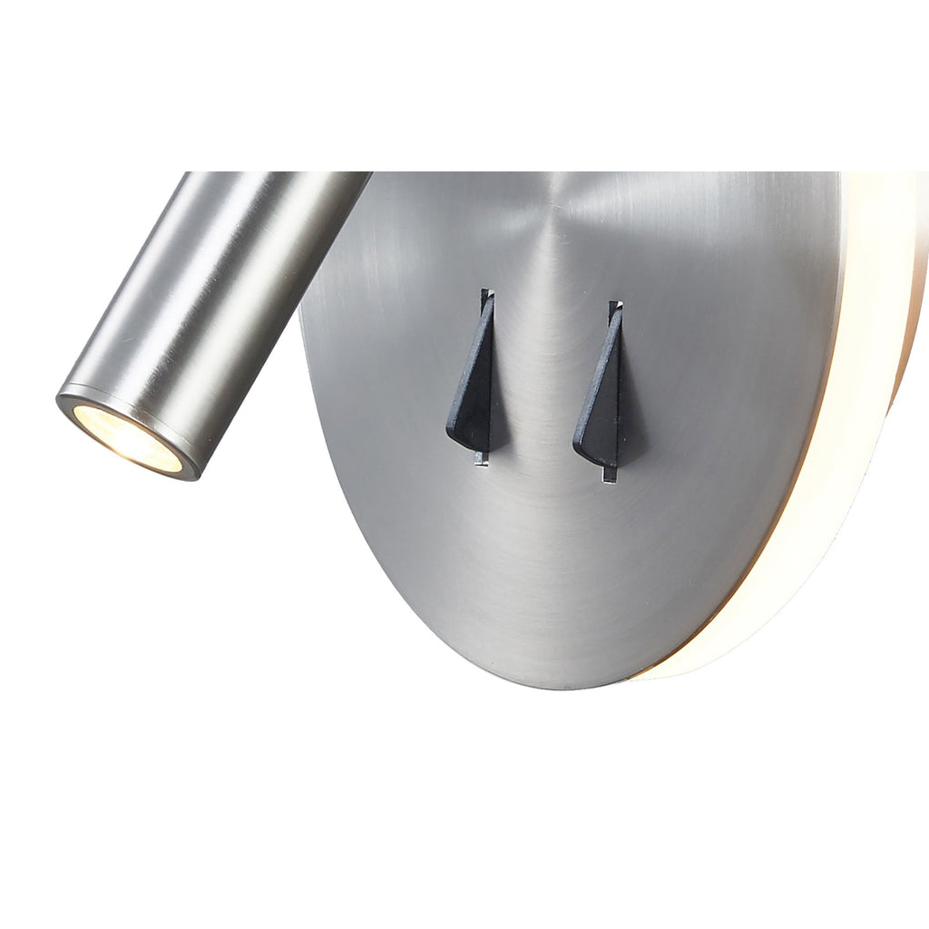 M6081 Cayman Round Wall + Reading Light 6W + 3W LED Satin Nickel
