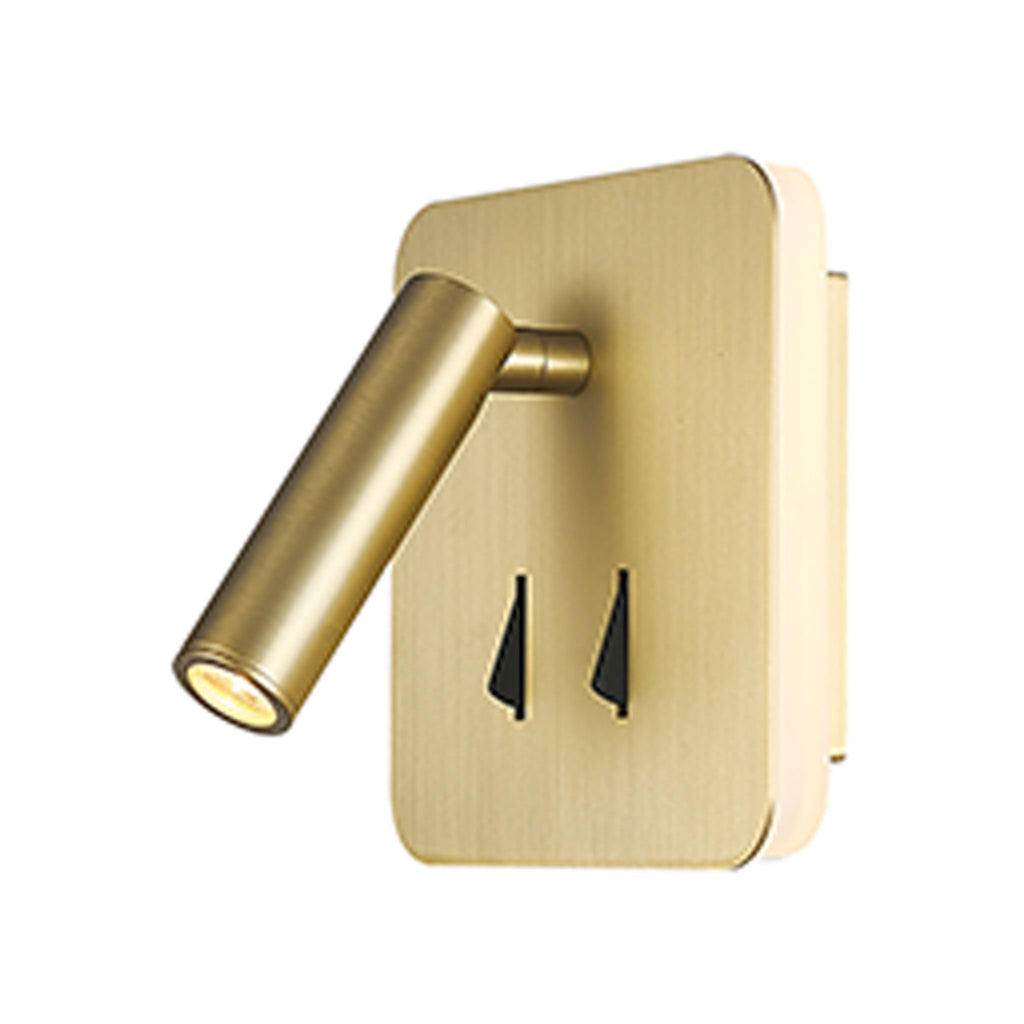 M7854 Cayman Square Wall + Reading Light 6W + 3W LED Satin Gold