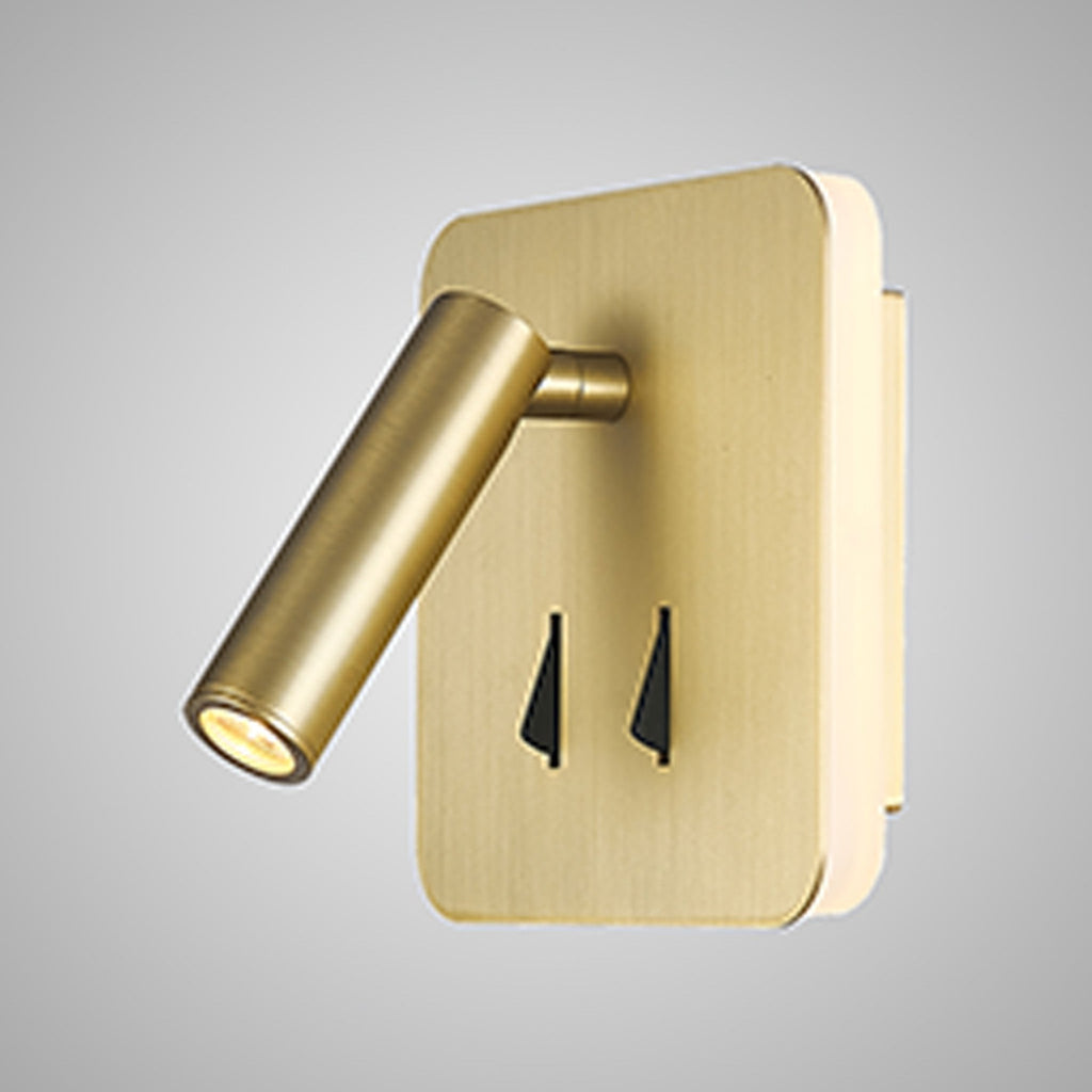 M7854 Cayman Square Wall + Reading Light 6W + 3W LED Satin Gold