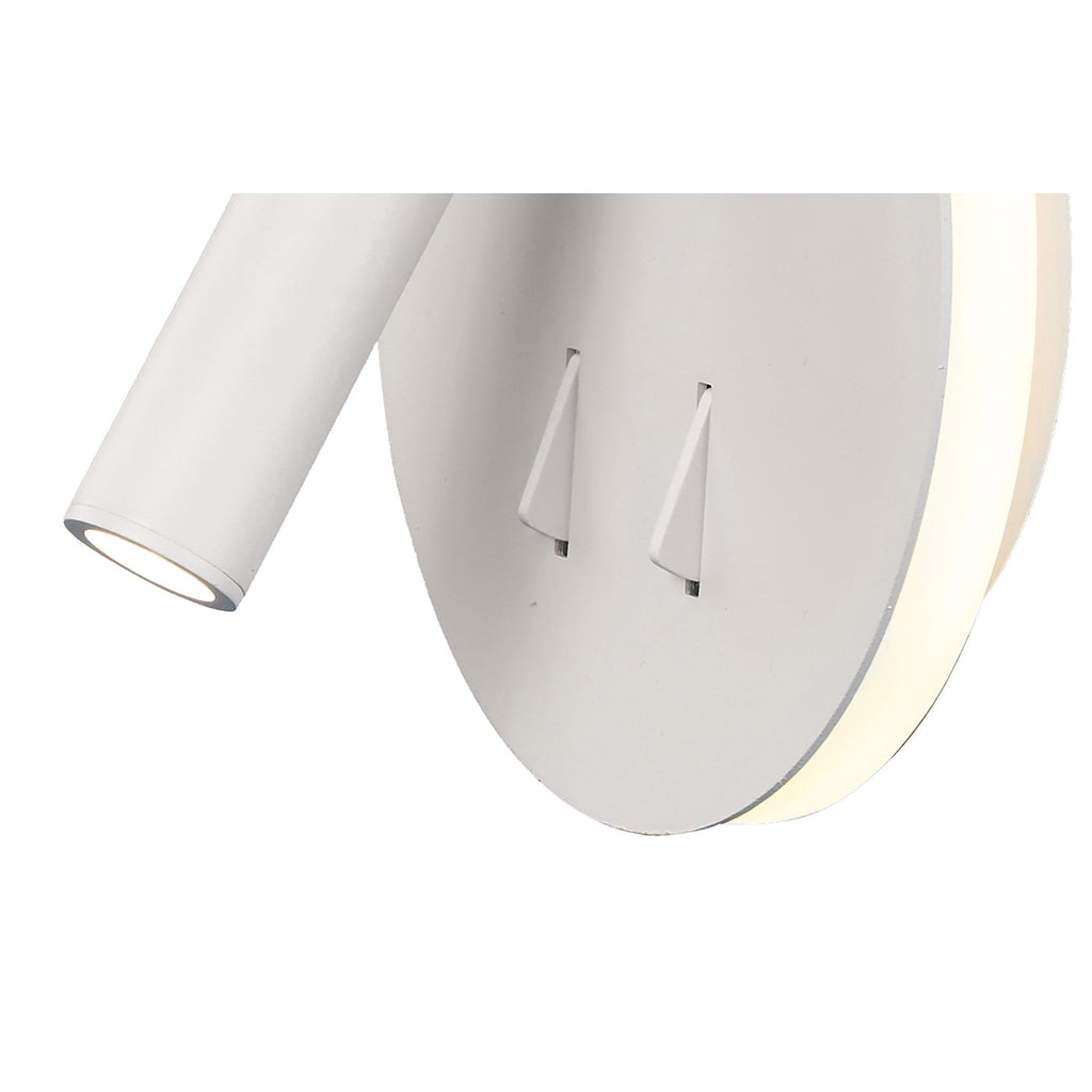 M6080 Cayman Round Wall + Reading Light 6W + 3W LED Matt White