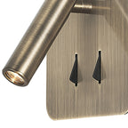 M7825 Cayman Square Wall + Reading Light 6W + 3W LED Antique Brass