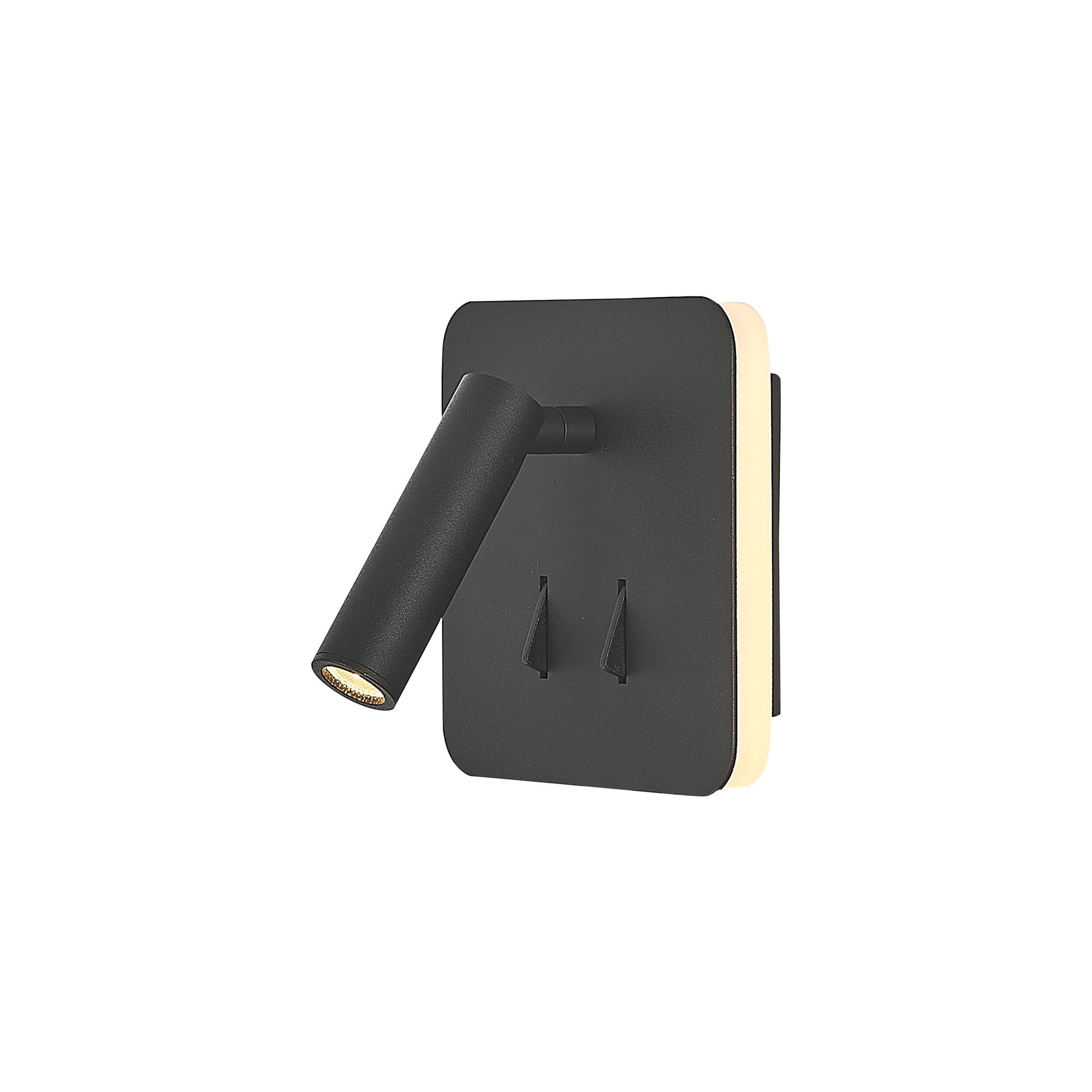 M7826 Cayman Square Wall + Reading Light 6W + 3W LED Sand Black
