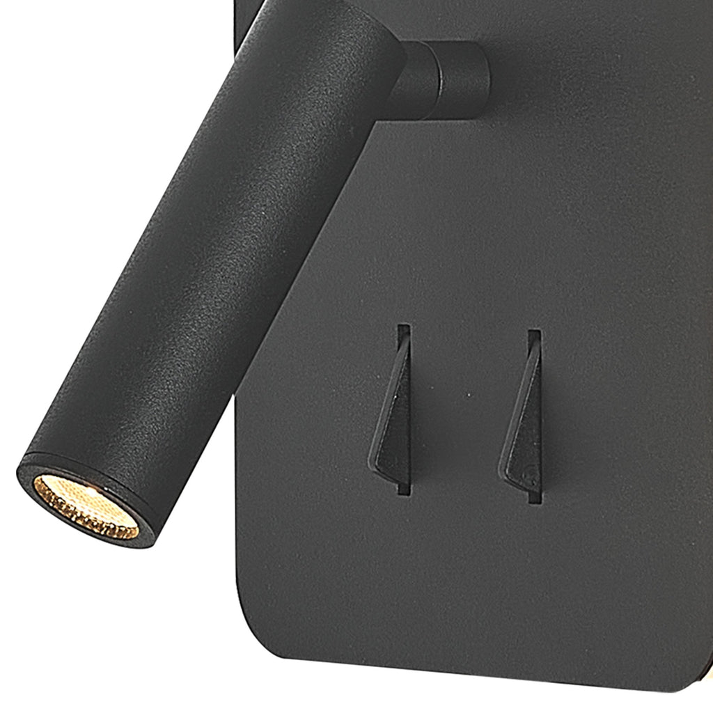 M7826 Cayman Square Wall + Reading Light 6W + 3W LED Sand Black
