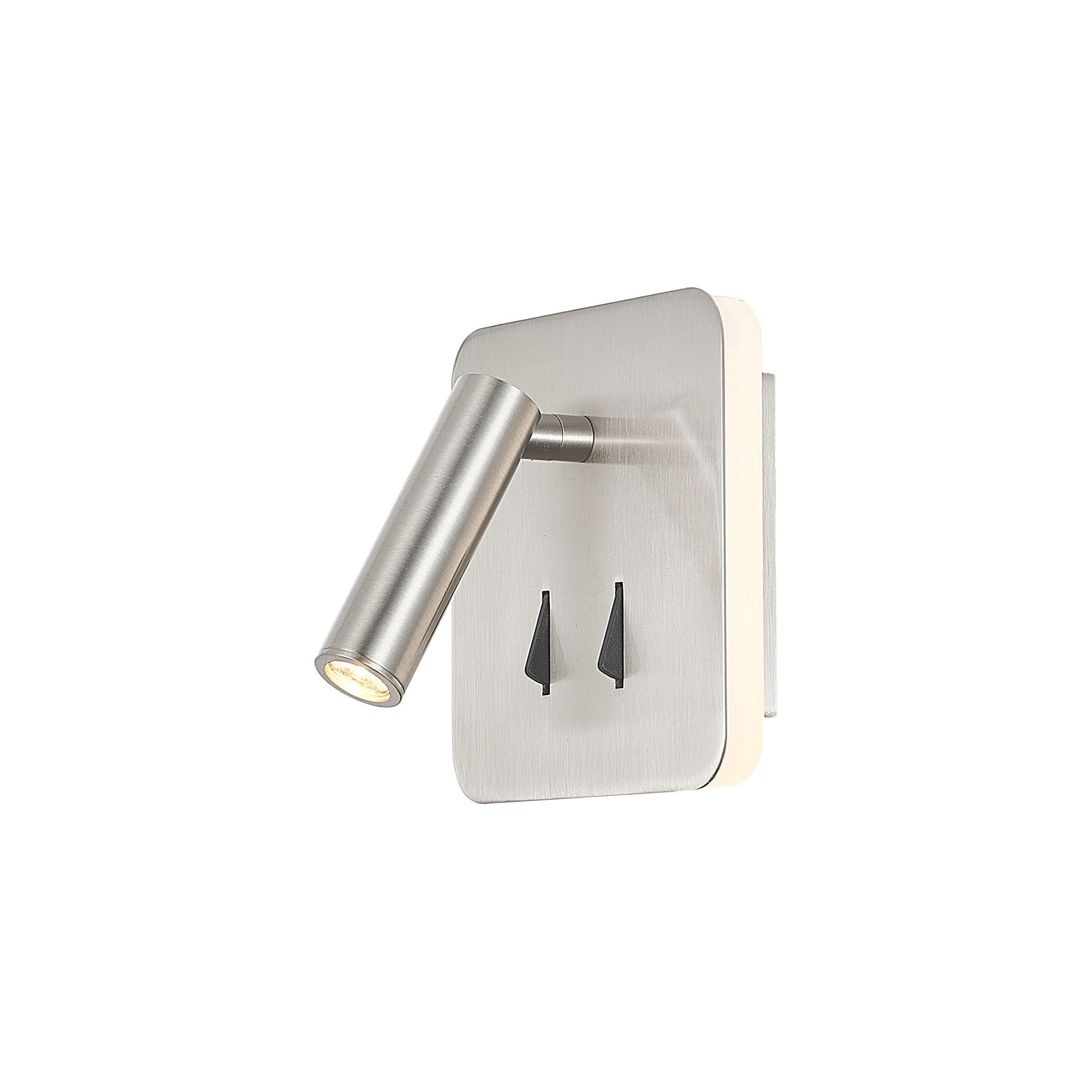 M7824 Cayman Square Wall + Reading Light 6W + 3W LED Satin Nickel