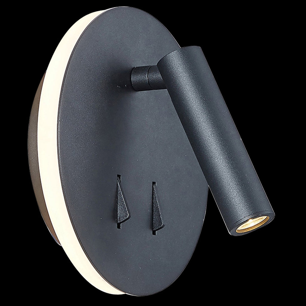 M6083 Cayman Round Wall + Reading Light 6W + 3W LED Sand Black
