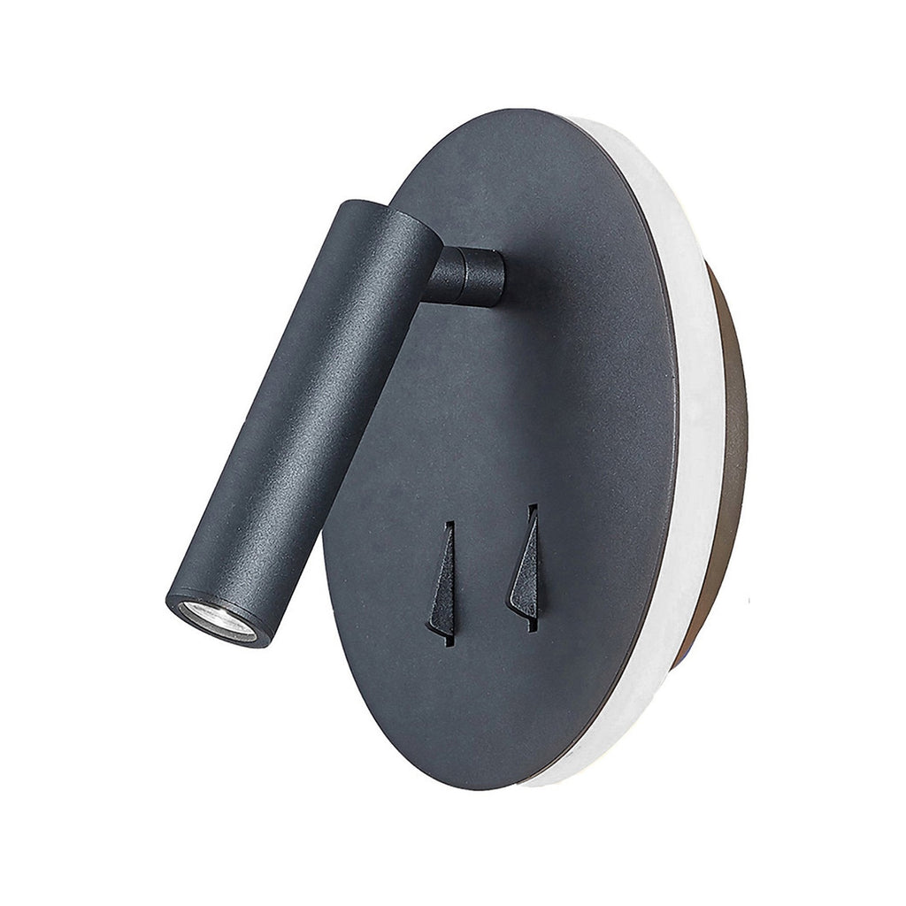M6083 Cayman Round Wall + Reading Light 6W + 3W LED Sand Black