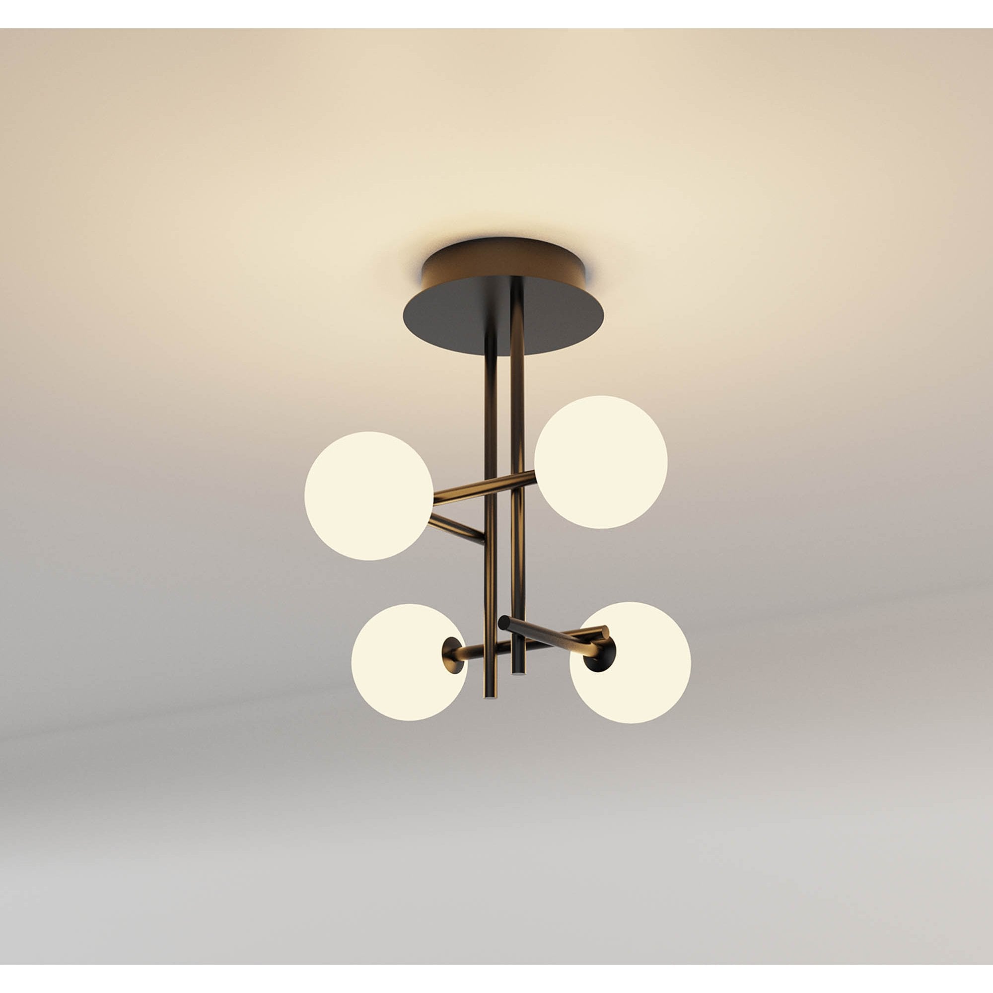 M7633K Cellar Semi Flush 4 Light Replaceable 5W LEDs Black