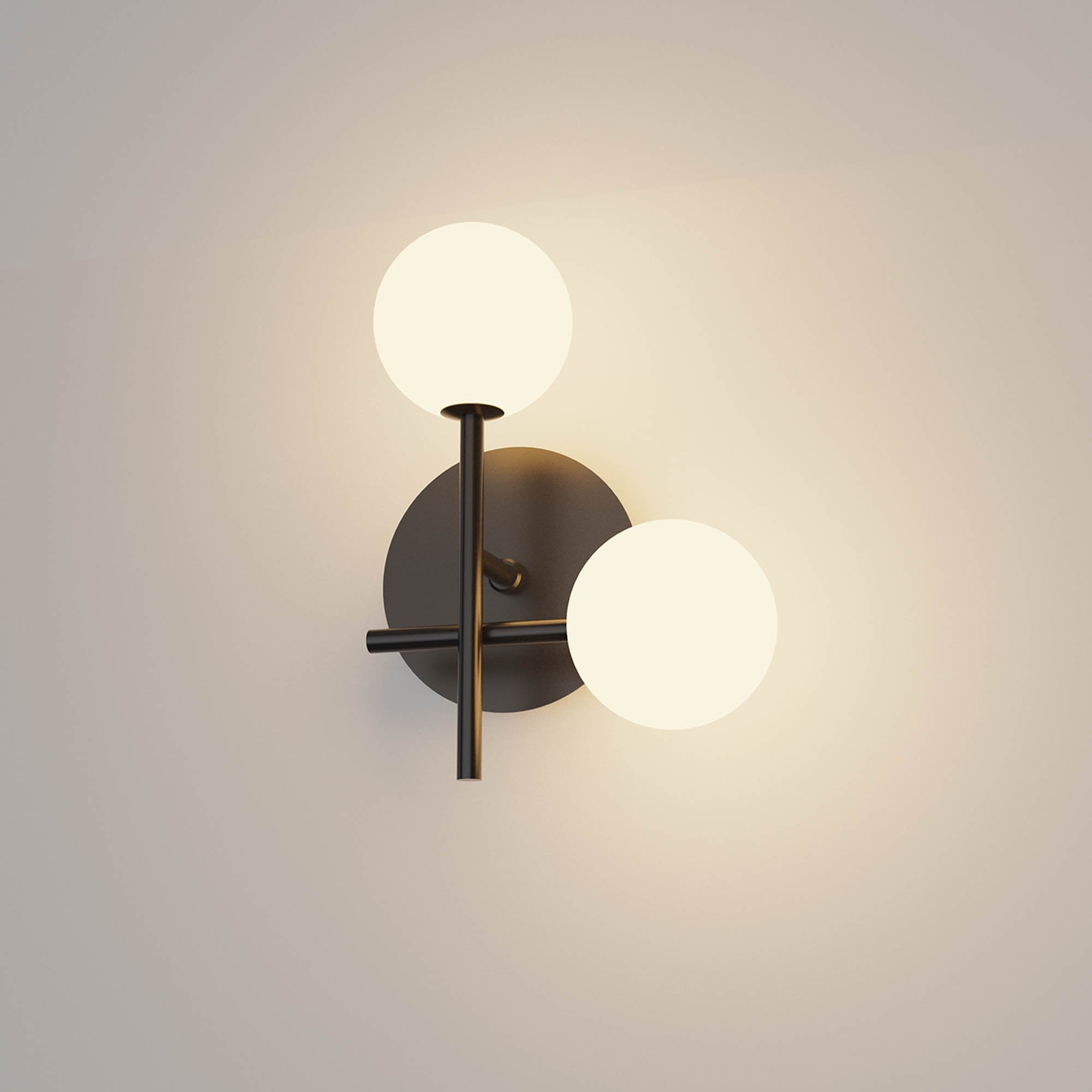 M7635K Cellar Right Wall Lamp 2 Light Replaceable 5W LEDs Black