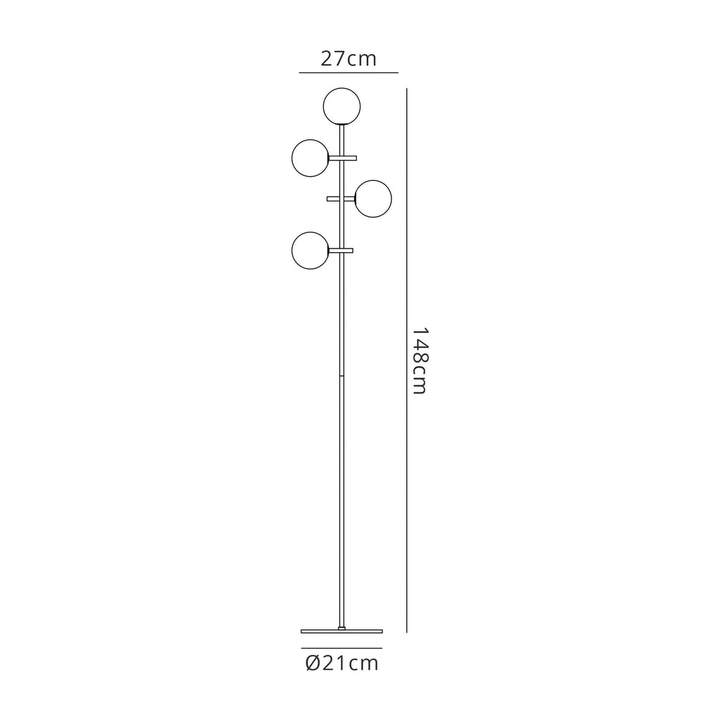 M7639K Cellar Floor Lamp 4 Light Replaceable 5W LEDs Black