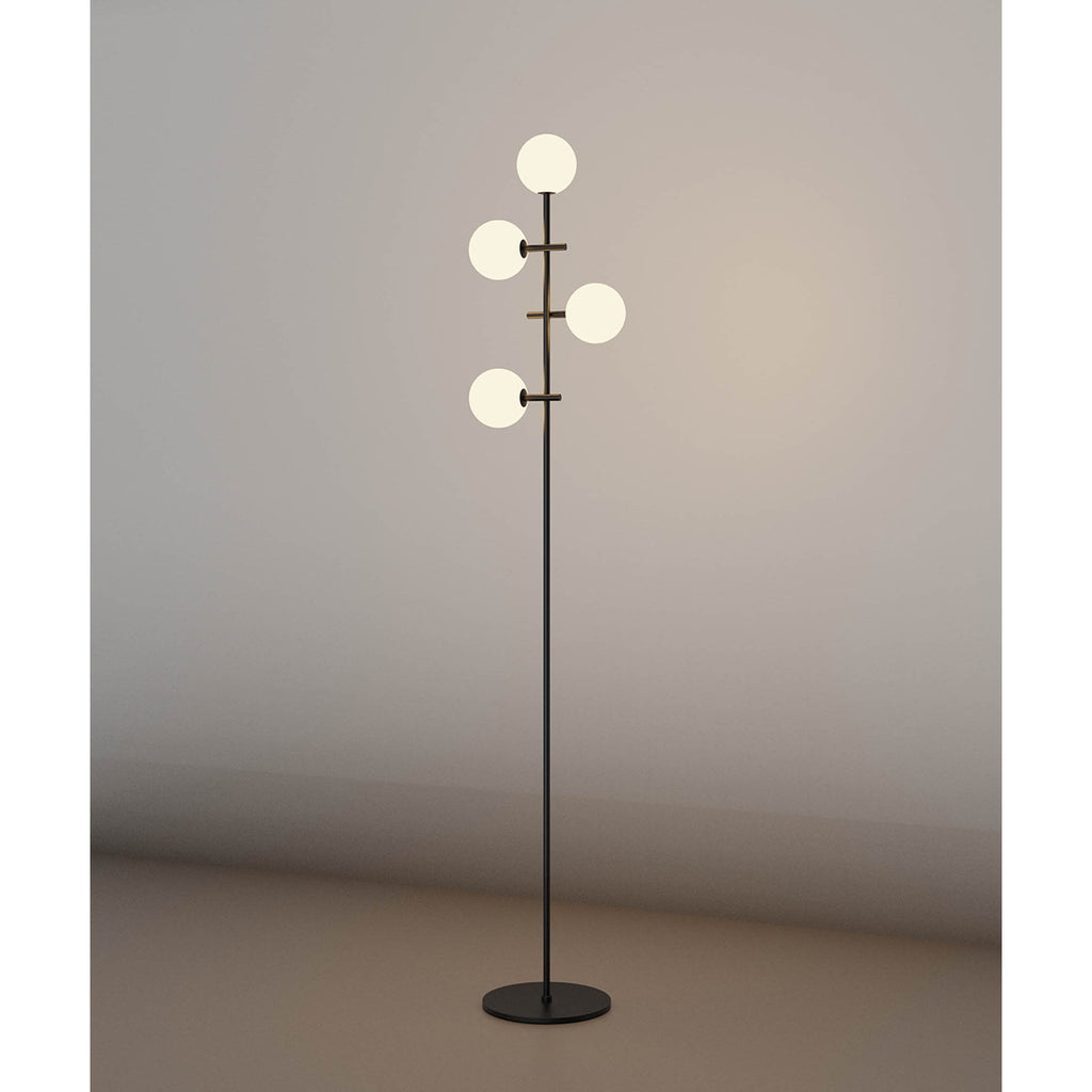 M7639K Cellar Floor Lamp 4 Light Replaceable 5W LEDs Black