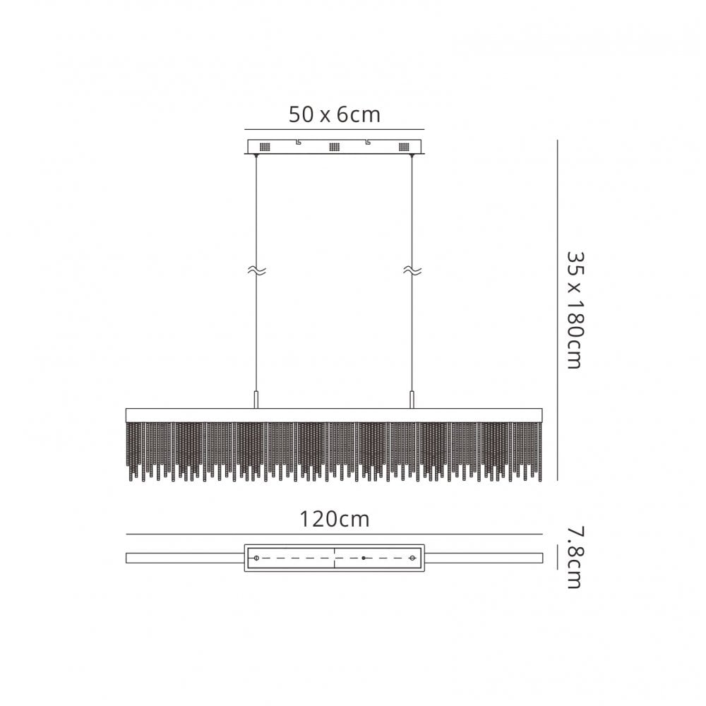M6250 Cinna Linear Pendant 33W LED Polished Chrome / Crystal Chain