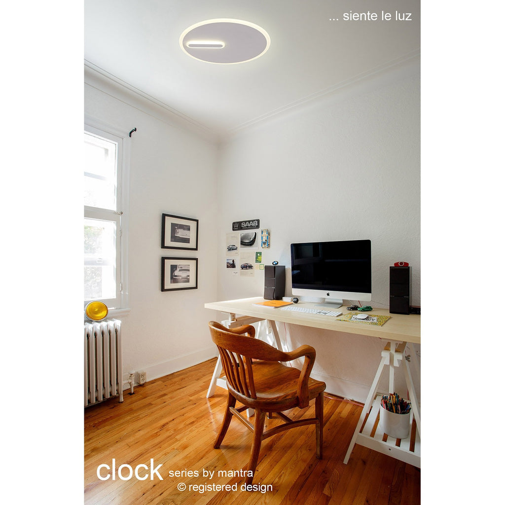 M6671 Clock Ceiling 47cm Round 40W LED Sand White