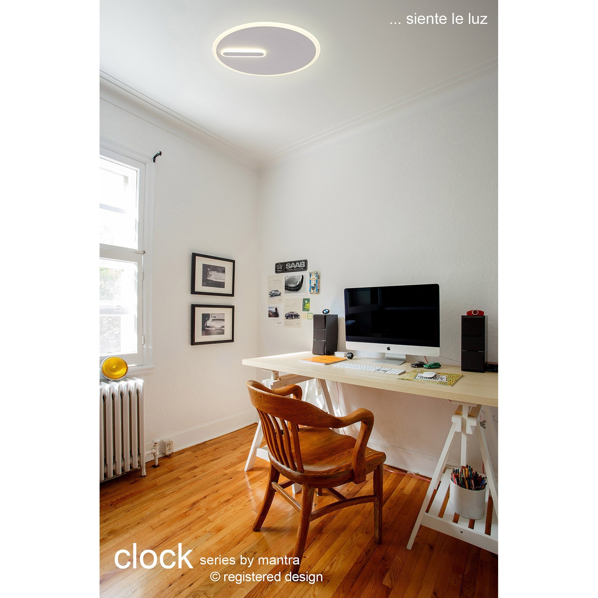M6670 Clock Ceiling 37cm Round 30W LED Sand White