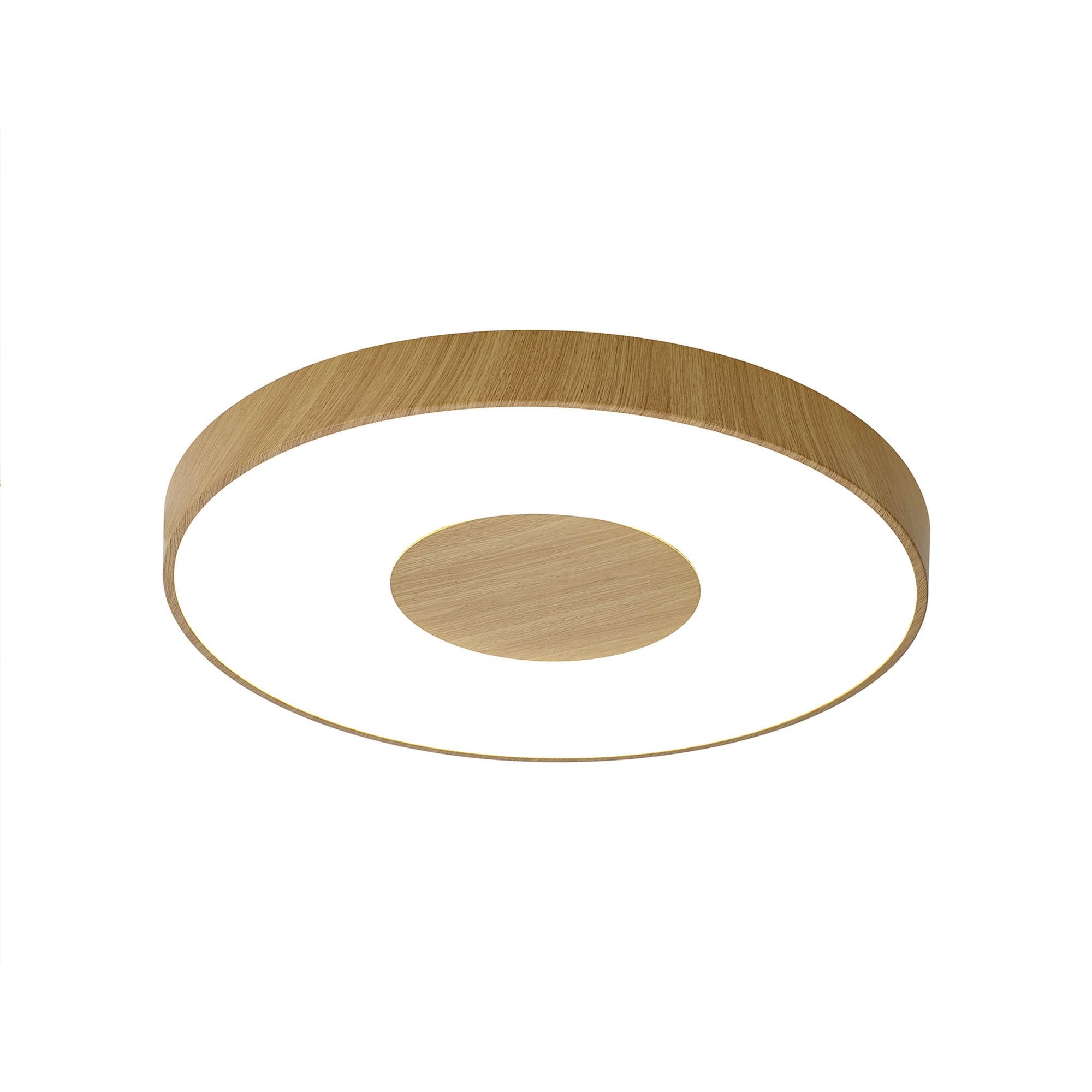 M7562 Coin Round Ceiling 100W LED Remote Control - Wood Effect