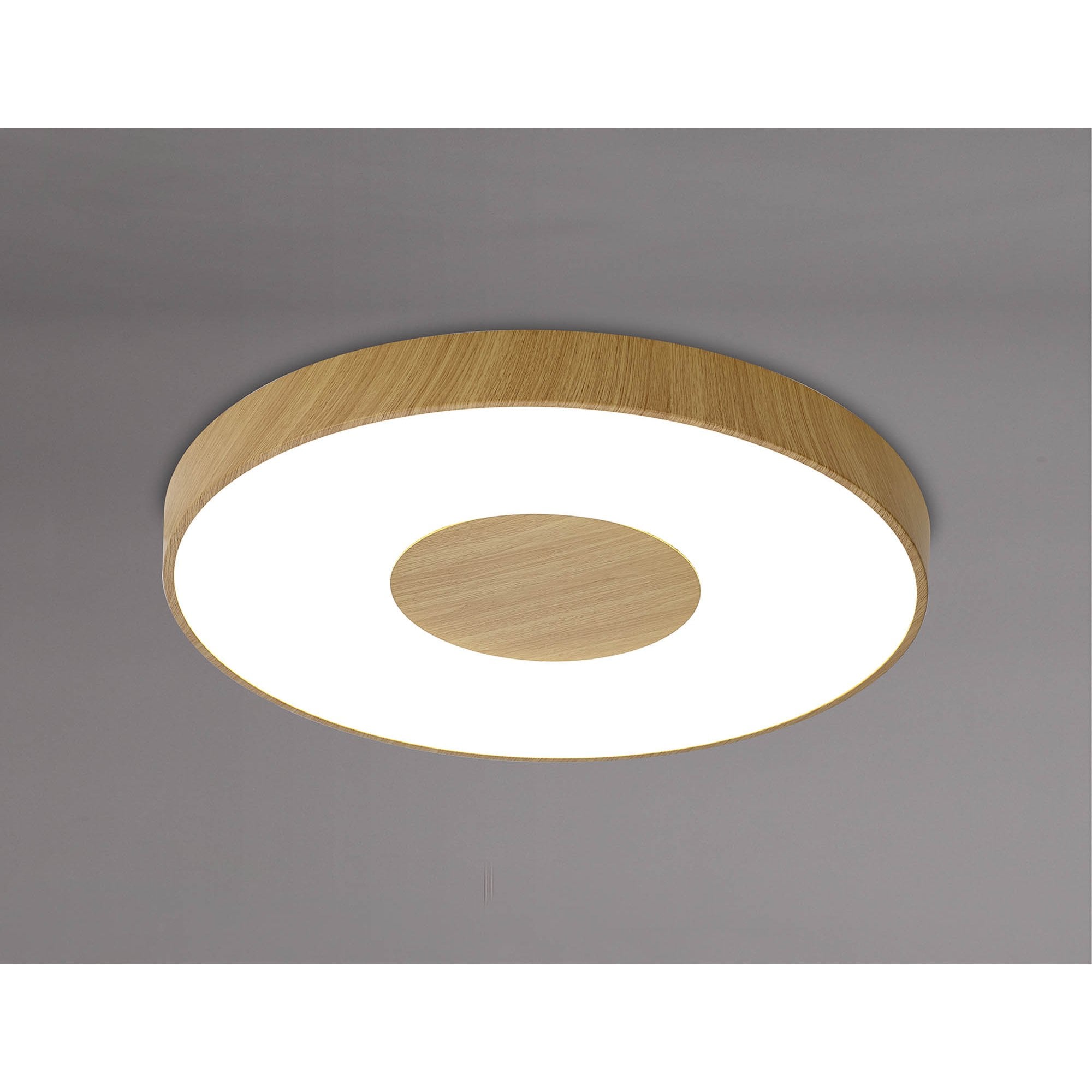 M7562 Coin Round Ceiling 100W LED Remote Control - Wood Effect