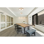 M7562 Coin Round Ceiling 100W LED Remote Control - Wood Effect