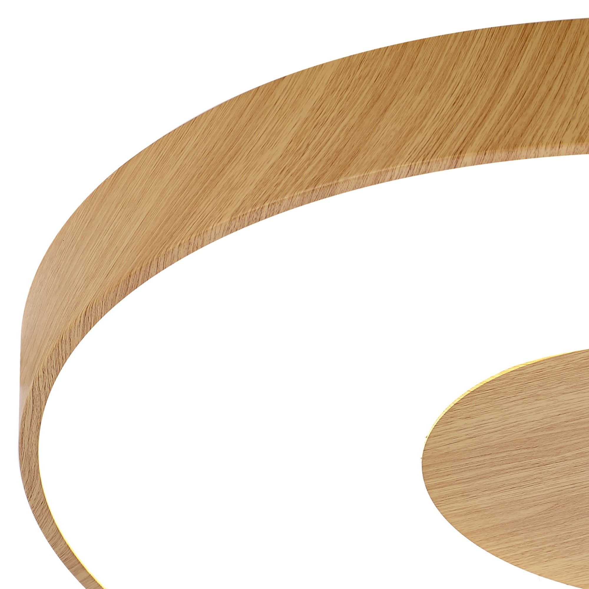 M7562 Coin Round Ceiling 100W LED Remote Control - Wood Effect